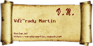 Várady Martin névjegykártya